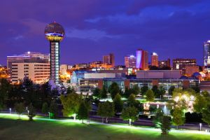 Skyline of downtown Knoxville, Tennessee, USA.
