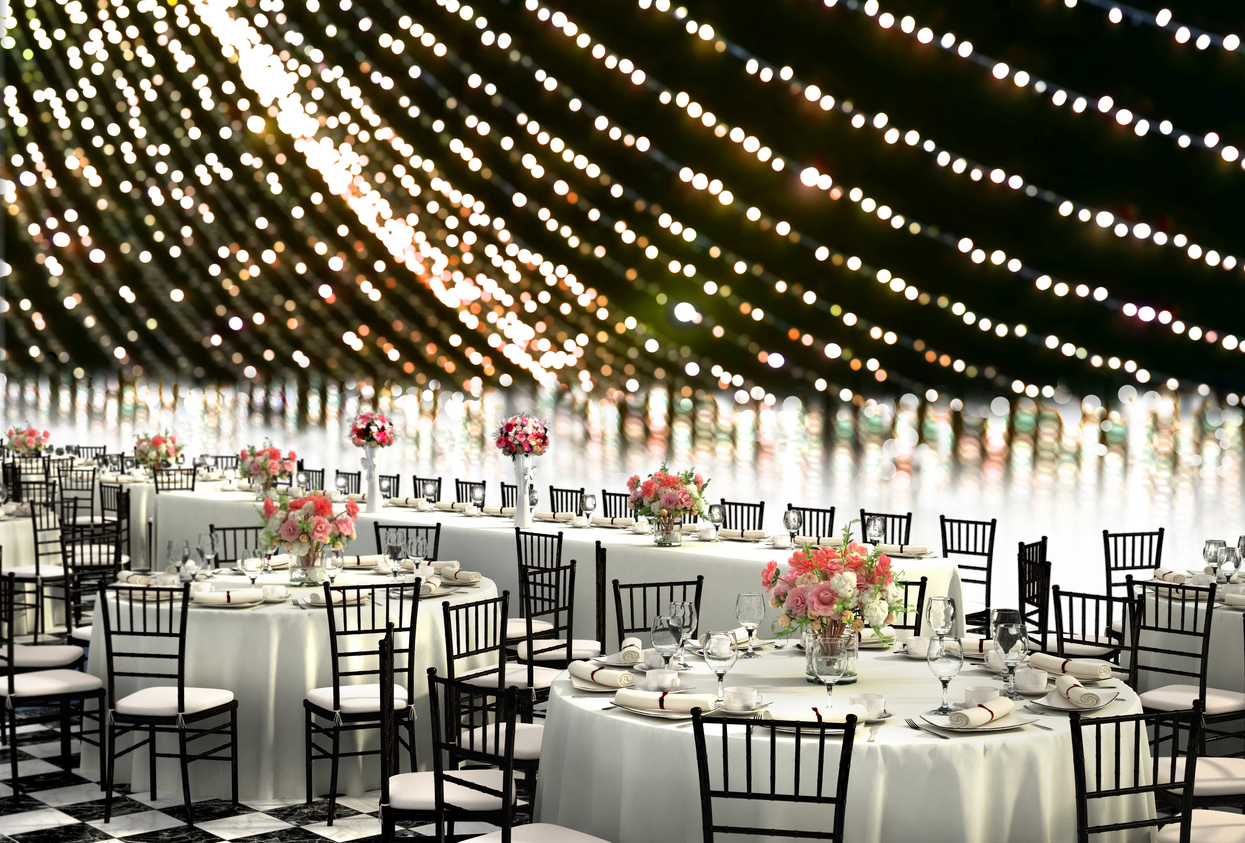 Luxury wedding reception setup designed for an elegant celebration in a refined event space